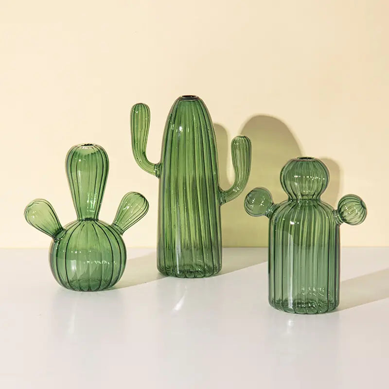 Moderne transparante cactusglazen vaas voor kamerdecoratie