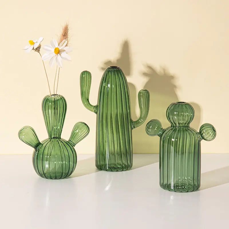 Moderne transparante cactusglazen vaas voor kamerdecoratie